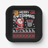 Frohe Swishmas Basketball Hässliches Weihnachten X Pappteller (Vorderseite)