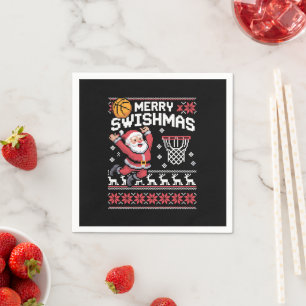Frohe Swishmas Basketball hässliches Weihnachten X Serviette