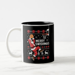 Frohe Swishmas Basketball hässliches Weihnachten X Zweifarbige Tasse