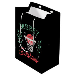 Frohe Swishmas Basketball Weihnachten Sport Xmas Mittlere Geschenktüte