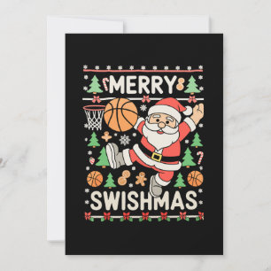 Frohe Swishmas hässliche Weihnachtsbasketball-Weih Einladung