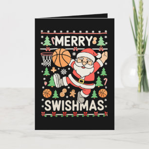 Frohe Swishmas hässliche Weihnachtsbasketball-Weih Karte