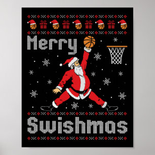 Frohe Swishmas Sketll Dunk Rebound Santa Weihnacht Poster