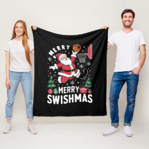 Frohe Swishmas Weihnachten Santa spielt Basketball Fleecedecke