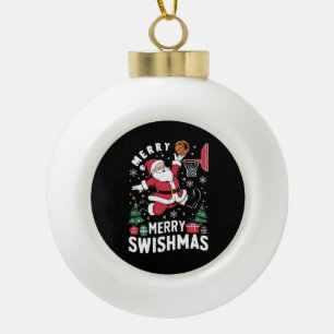 Frohe Swishmas Weihnachten Santa spielt Basketball Keramik Kugel-Ornament