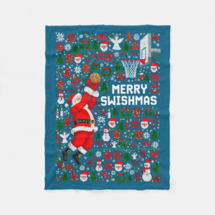 Frohe Swishmas Weihnachtsmann Basketball-Hässliche Fleecedecke