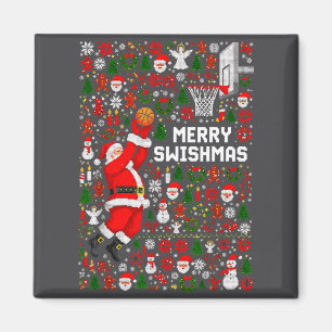 Frohe Swishmas Weihnachtsmann Basketball-Hässliche Magnet