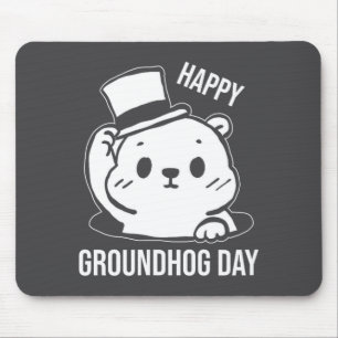 Frohe Tag des Murmeltieres Linienkunst  Mousepad