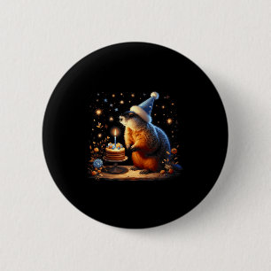 Frohe Tag des Murmeltieres Murmeltier mit Geburtst Button