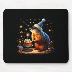 Frohe Tag des Murmeltieres Murmeltier mit Geburtst Mousepad