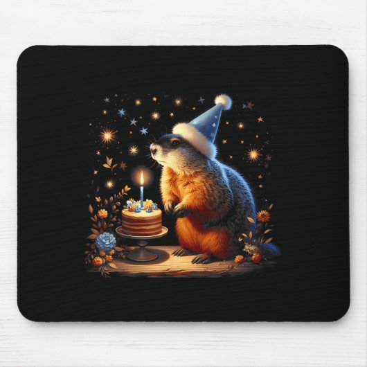 Frohe Tag des Murmeltieres Murmeltier mit Geburtst Mousepad (Vorne)