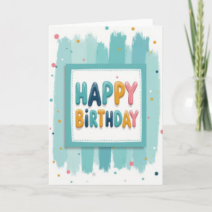 Frohe Teal-3D-Buchstabenkarte Karte