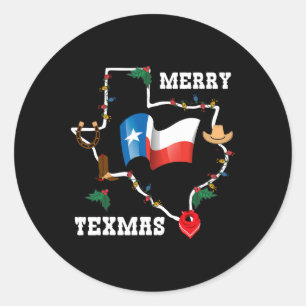 Frohe Texmas Texas Flag Weihnachten Weihnachten We Runder Aufkleber