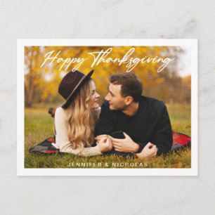 Frohe Thanksgiving-Schrift Foto Postkarte