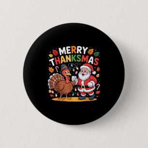 Frohe Thanksmas Pute Santa Erntedankfest Weihnacht Button
