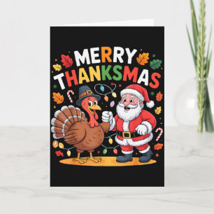 Frohe Thanksmas Truthahn Santa Erntedankfest Weihn Karte