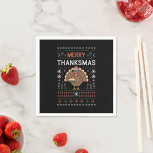 Frohe Thanksmas Weihnachten Erntedankfest Truthahn Serviette