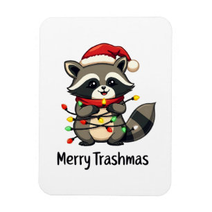 Frohe Trashmas Funny Raccoon Weihnachtsfeiertag Magnet