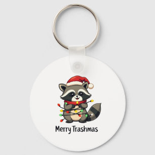 Frohe Trashmas Funny Raccoon Weihnachtsfeiertag Schlüsselanhänger