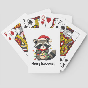 Frohe Trashmas Funny Raccoon Weihnachtsfeiertag Spielkarten