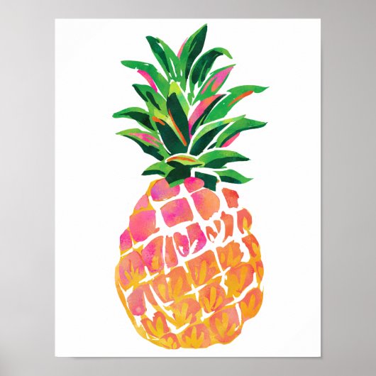 Frohe Tropische Ananas-Poster - 11"x 14" Poster (Vorne)