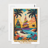 Frohe tropische Weihnachten vom Strand Postkarte (Vorne/Hinten)