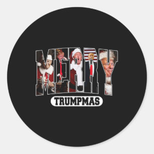 Frohe Trumpmas Santa Trump Weihnachten Pajamas Fun Runder Aufkleber
