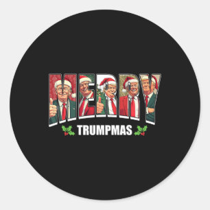 Frohe Trumpmas Santa Trump Weihnachten Pajamas Fun Runder Aufkleber