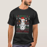 Frohe Ugly Christmas Pickleball Snowman Weihnachts T-Shirt<br><div class="desc">Frohe Ugly Christmas Pickleball Snowman Weihnachtsmannmütze Paddel</div>