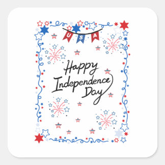 Frohe Unabhängigkeitstag-Grußkarte USA 4. Juli Quadratischer Aufkleber