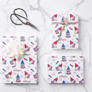 Frohe Unabhängigkeitstags-Gnome-Feuerwerk 4. Juli  Geschenkpapier Set