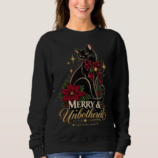 Frohe & Unbekümmerte Schwarze Katze Weihnachtspull Sweatshirt
