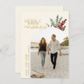 Frohe und bald Ecru Farbe Verheiratet Weihnachten Save The Date (Vorne/Hinten)