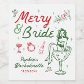 Frohe und Braut Weihnachten Bachelorette Weinmarke Weinetikett (Einzelnes Label)