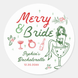 Frohe und bride Weihnachtsbachelorette Aufkleber