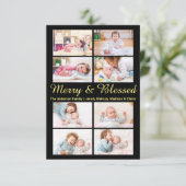 Frohe und gesegnete 8 Fotos - 3x5 Weihnachtskarte Einladung (Stehend Vorderseite)