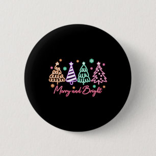 Frohe und helle Bäume Neon Weihnachten Button