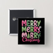 Frohe und helle Bäume Weihnachtsferien Winter Button (Vorne & Hinten)