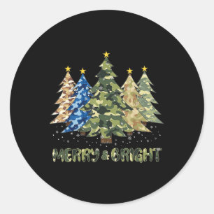 Frohe und helle Camouflage Weihnachtsbaum frohe Ch Runder Aufkleber