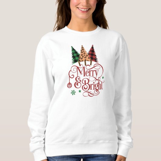 Frohe und helle Ferien Weihnachtsbaumen Sweatshirt (Vorderseite)