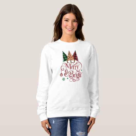 Frohe und helle Ferien Weihnachtsbaumen Sweatshirt (Vorne ganz)