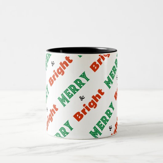 Frohe und helle festliche Rot Grün Weihnachten Wei Zweifarbige Tasse (Mittel)