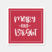 Frohe und helle festliche Skripte Red Holiday Serviette (Vorderseite)