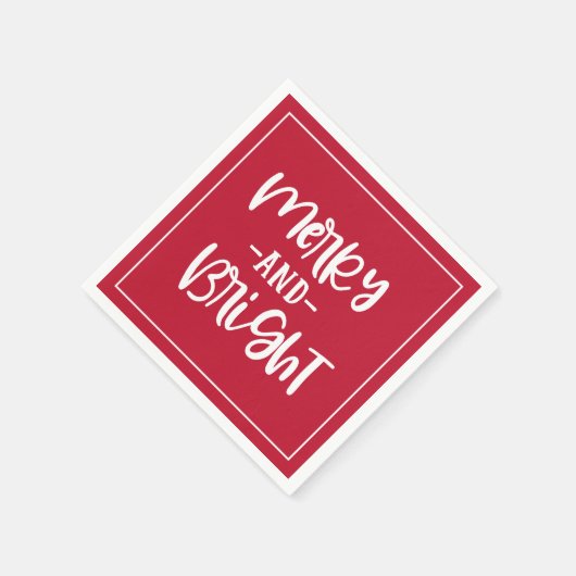 Frohe und helle festliche Skripte Red Holiday Serviette (Ecke)