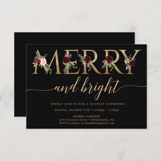 Frohe und helle Gold Weihnachten-Party Einladungen (Vorne/Hinten)