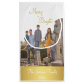 Frohe und helle Gold Weihnachts-Foto Geschenktasch Kleine Geschenktüte (Rückseite)