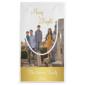 Frohe und helle Gold Weihnachts-Foto Geschenktasch Kleine Geschenktüte (Vorderseite)