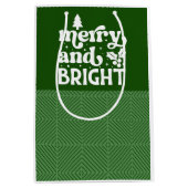 Frohe und helle grüne Weihnachtsgeschenktasche Mittlere Geschenktüte (Vorderseite)
