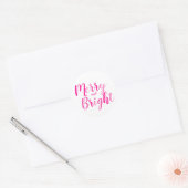 Frohe und helle Hot Pink Script Weihnachten Runder Aufkleber (Umschlag)