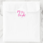 Frohe und helle Hot Pink Script Weihnachten Runder Aufkleber (Tasche)